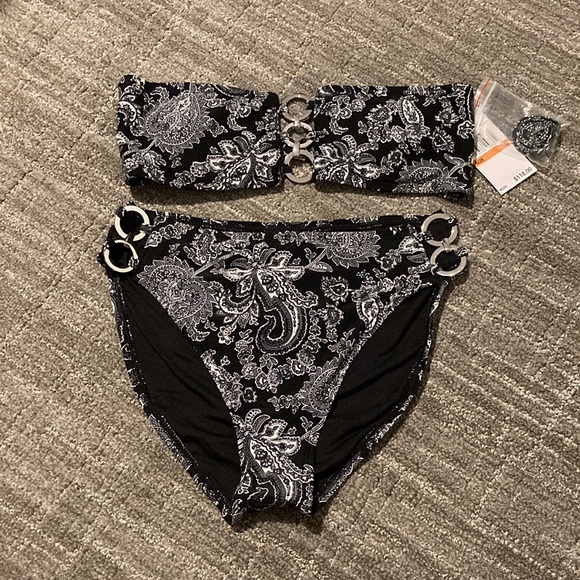 Michael Kors Printed-Ring High-Waisted Bikini - S - Picture 3 of 8